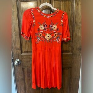 Orange Embroidered Dress